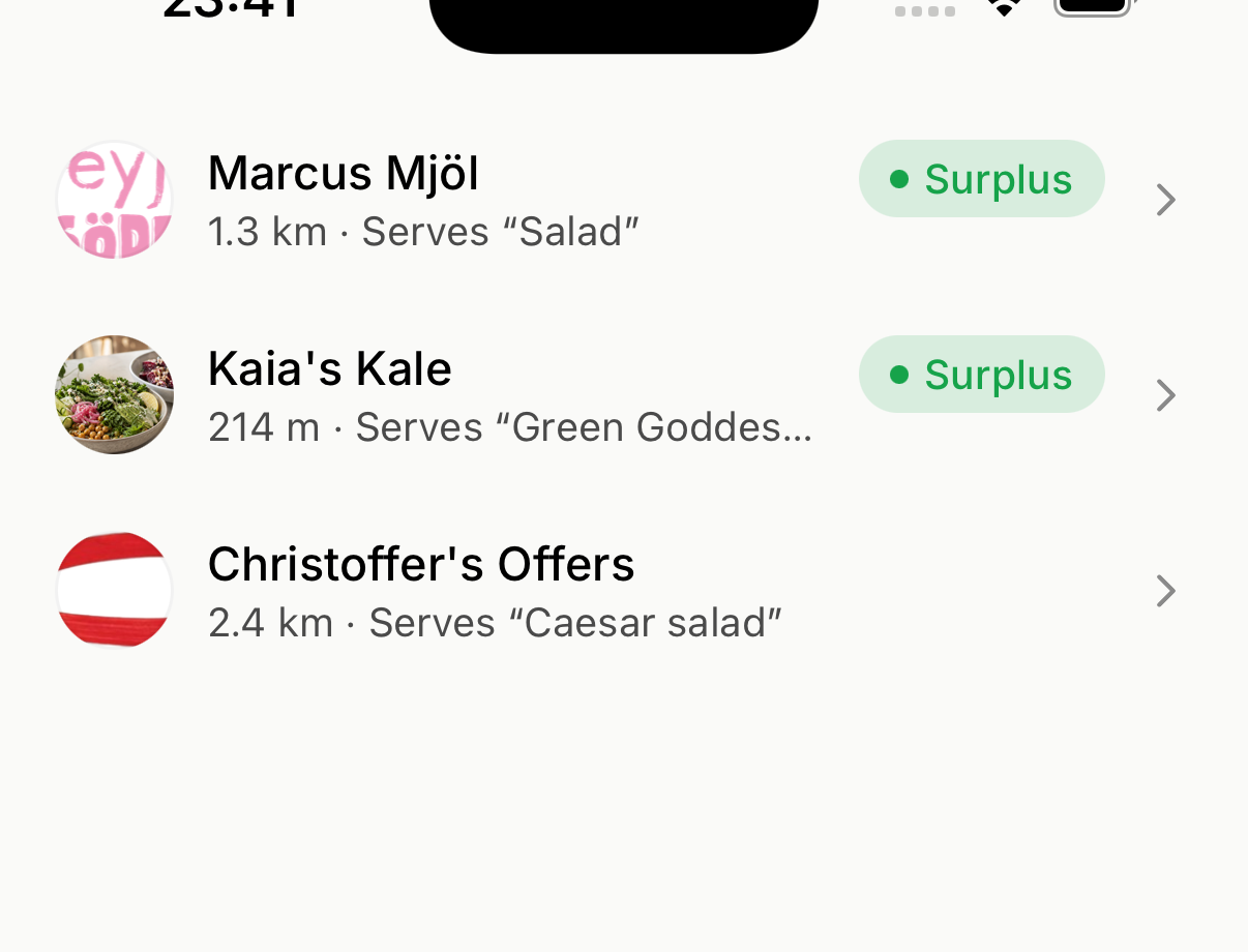 Search results for salad in the Karma app
